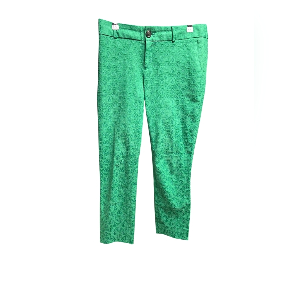 Banana Republic Jacquard Hampton Pants Size 0 Emerald Green Womens